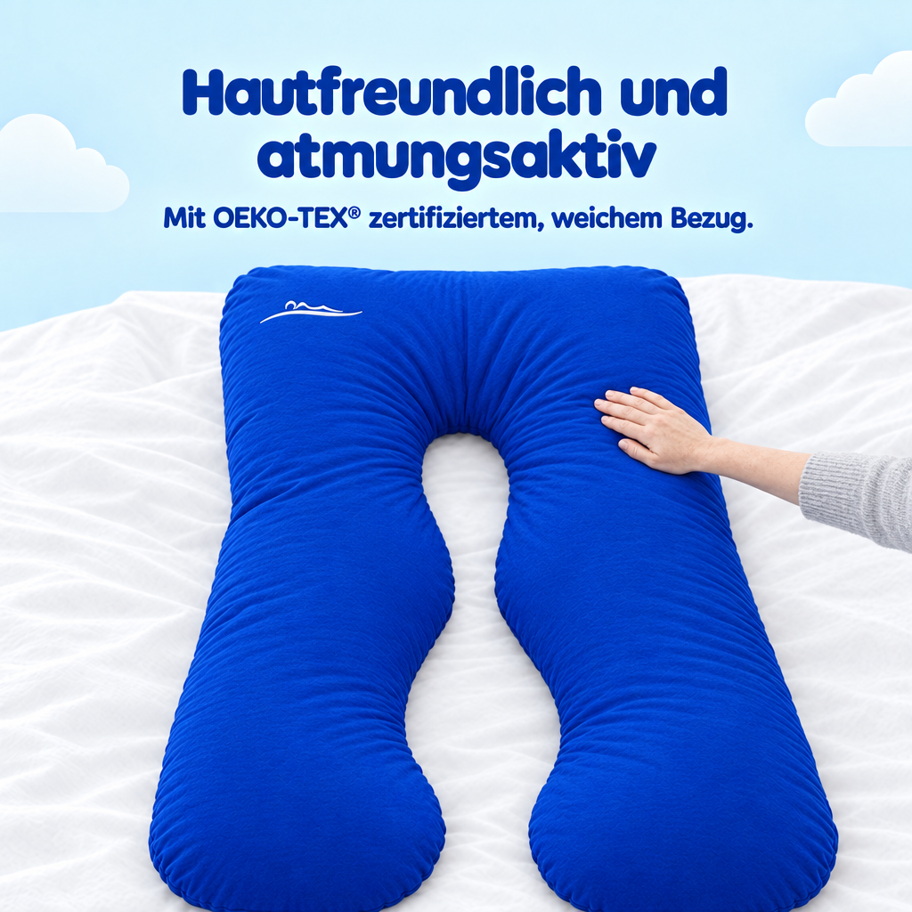 Hautfreundlich und atmungsaktiv – mit OEKO-TEX zertifiziertem, weichem Bezug – Blau (Blue)